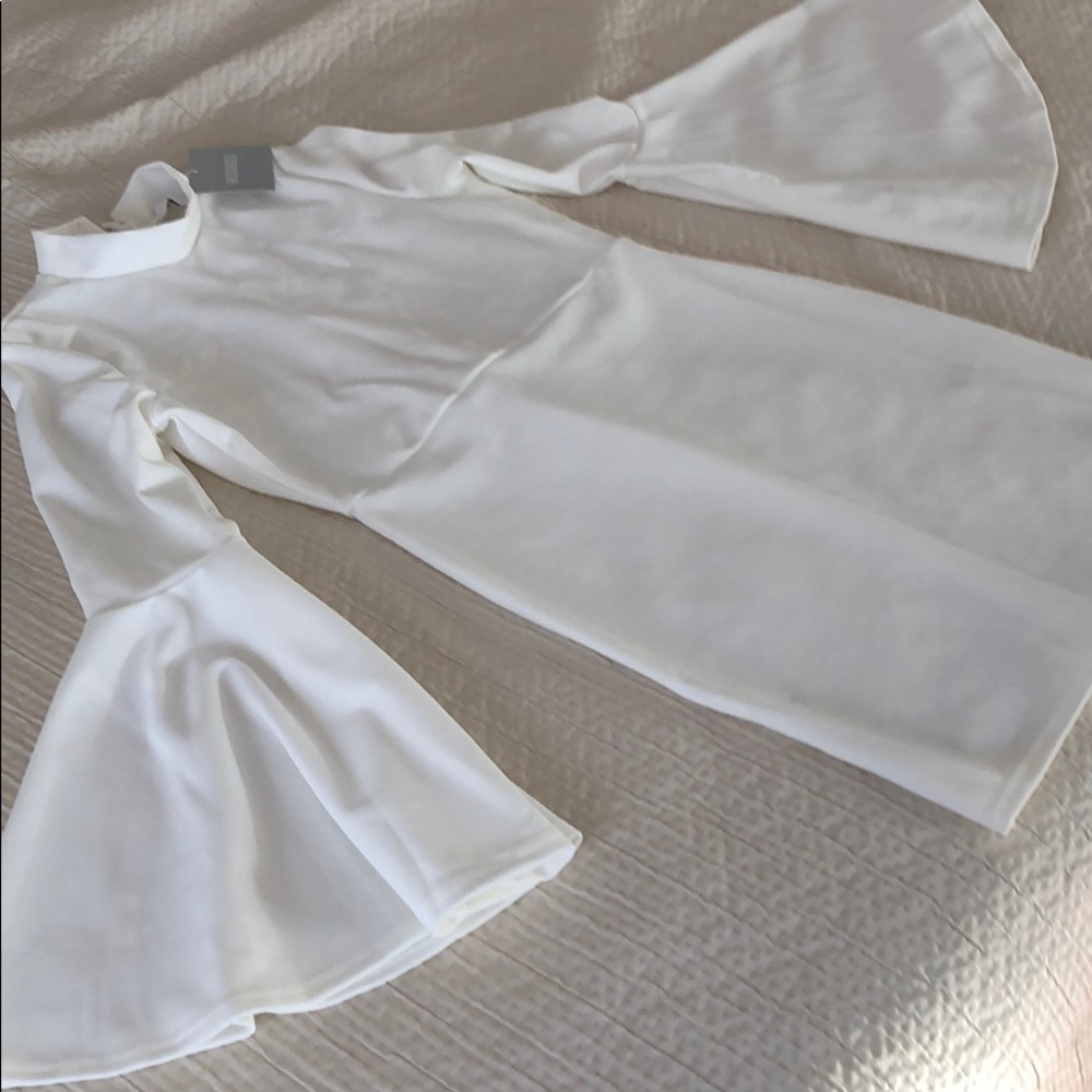White Bell Sleeve Mini Dress